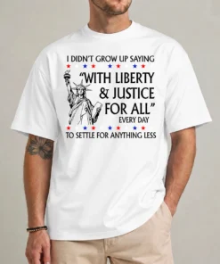 anti trump shirt liberty and justice for all graphic tee front view