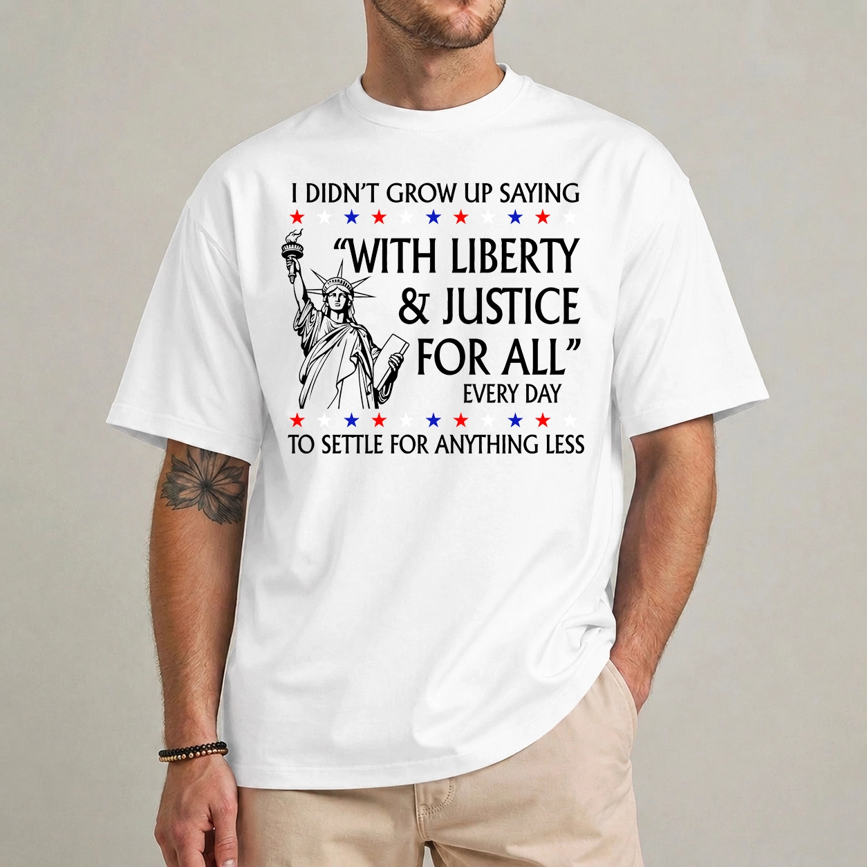 Anti Trump Shirt: With Liberty and Justice For All Tee 1 anti trump shirt liberty and justice for all graphic tee front view