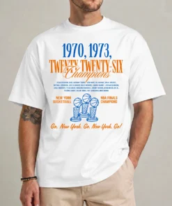 Knicks 2026 Champions shirt front view New York NBA Finals championship graphic tee