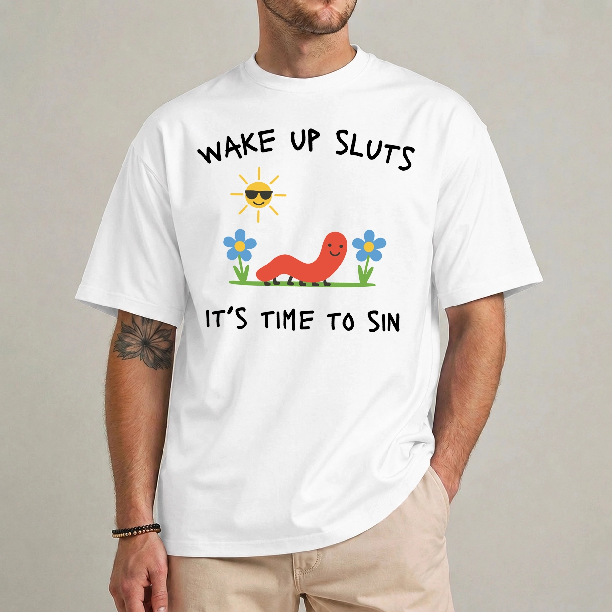 Wake Up Sluts Shirt | Funny Animal Meme Graphic Tee 1 wake up sluts shirt funny animal meme graphic tee front view