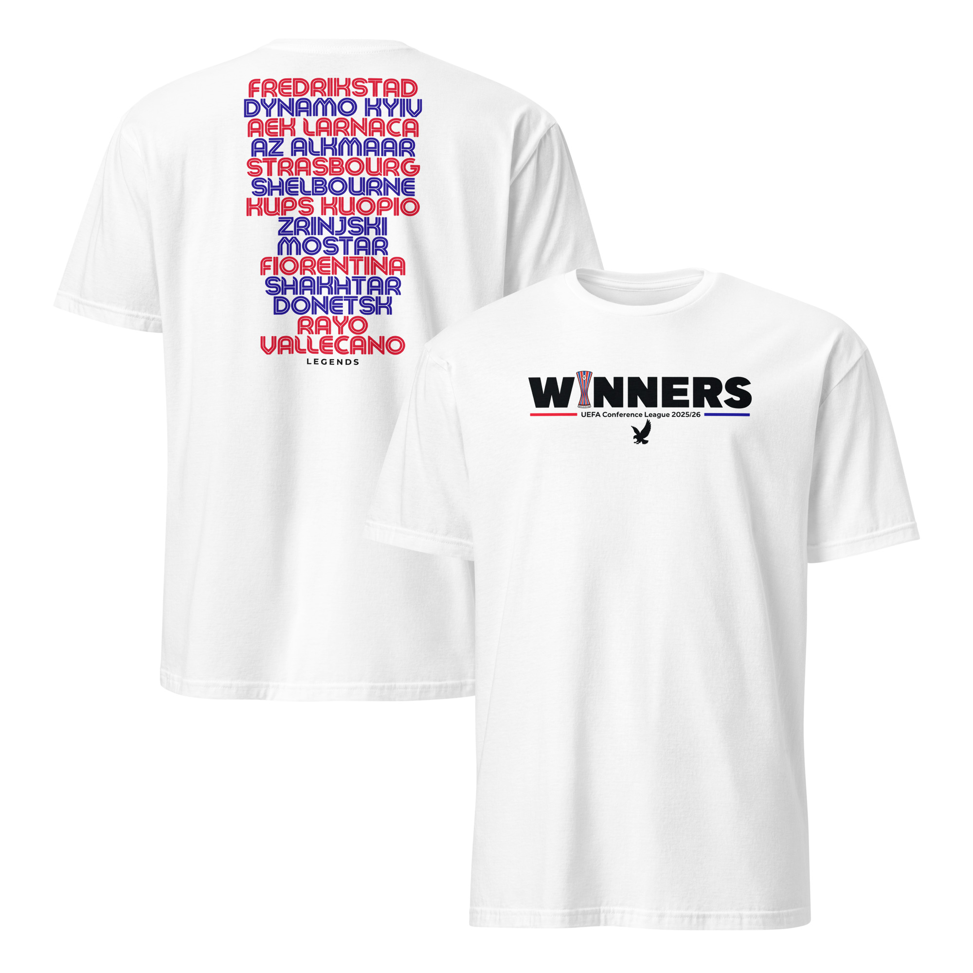 Crystal Palace Conference League Winners 2026 Shirt 1 Crystal Palace Conference League Winners 2026 shirt front with trophy graphic