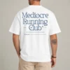 Mediocre running club tee front view funny sporty graphic shirt