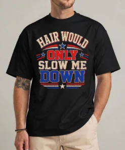 aerodynamic bald hair shirt front view funny bald man graphic tee