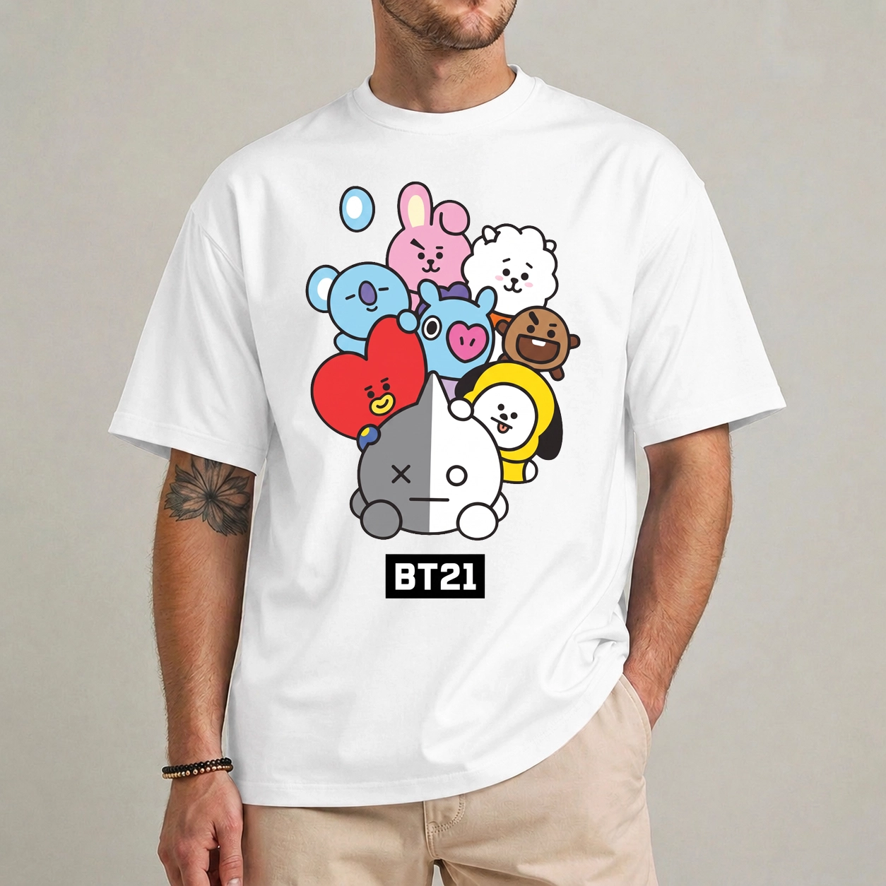 BT21 Cute Character Cartoon Fan Tee 1 BT21 character shirt front print