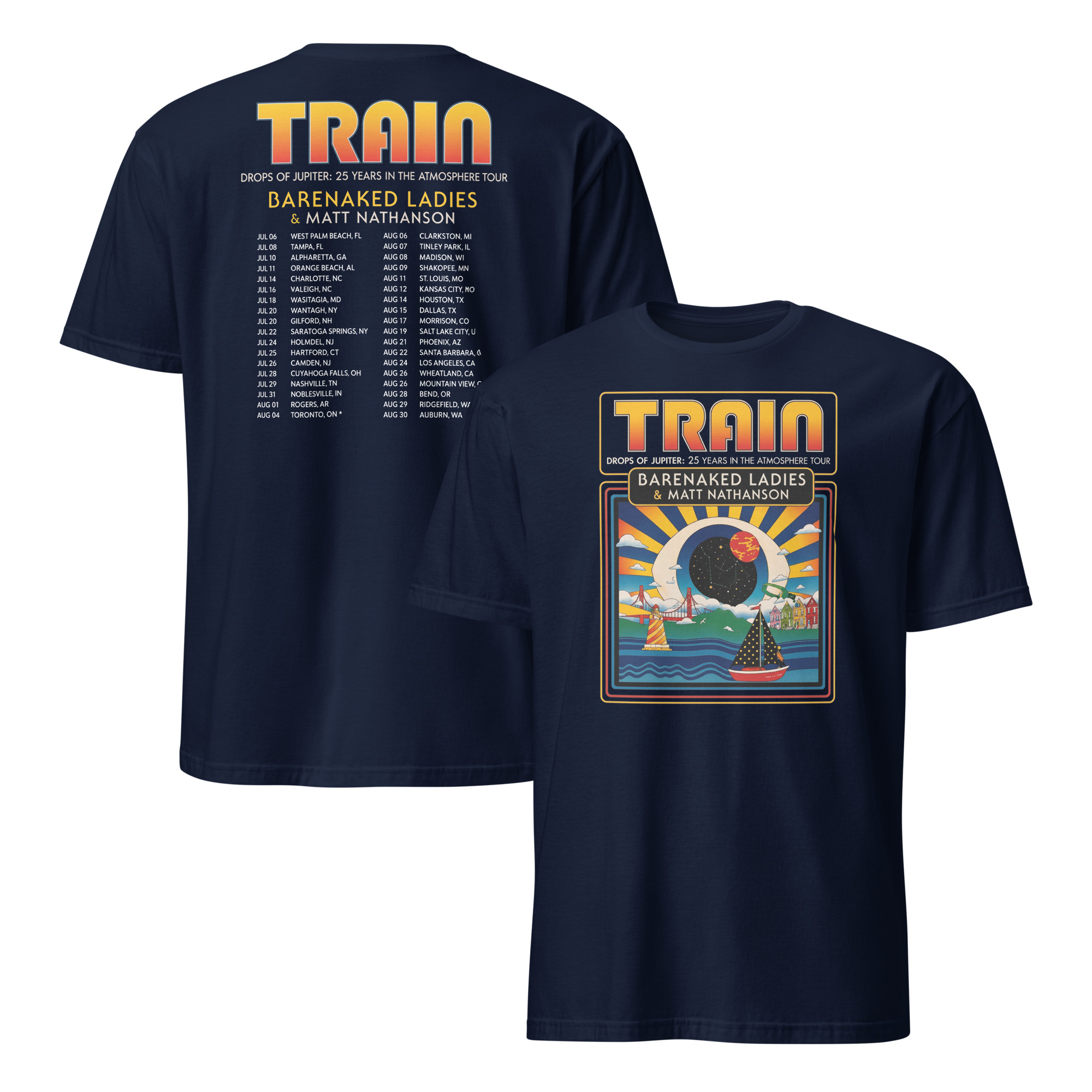 Train Drops of Jupiter Tour Shirt | Fan Concert Tee 2 Fan wearing Train Drops of Jupiter tour shirt at a concert