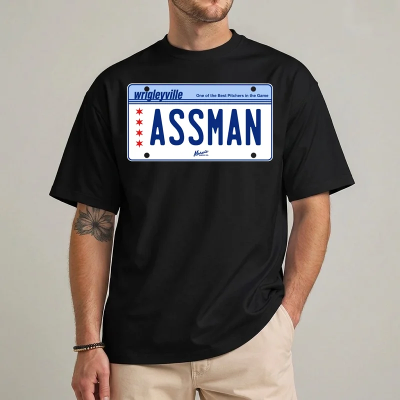 ASSMAN License Plate Shirt | Funny Novelty Tee 2 assman license plate shirt front view funny novelty tee
