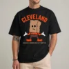 Cleveland orange and brown shirt front view paper bag fan graphic tee
