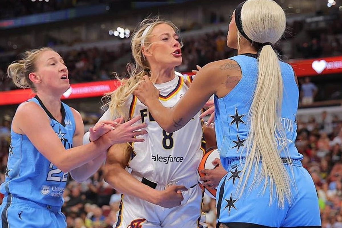 Fever Edge Sky in Physical Battle Marked by Ejection and Controversy 1 DiJonai Carrington ejection during Indiana Fever vs Chicago Sky game.