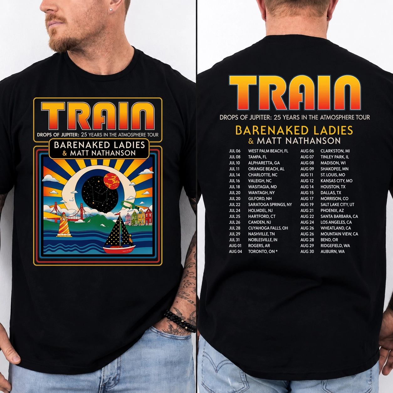 Train Drops of Jupiter Tour Shirt | Fan Concert Tee 1 Train Drops of Jupiter tour shirt front view graphic tee
