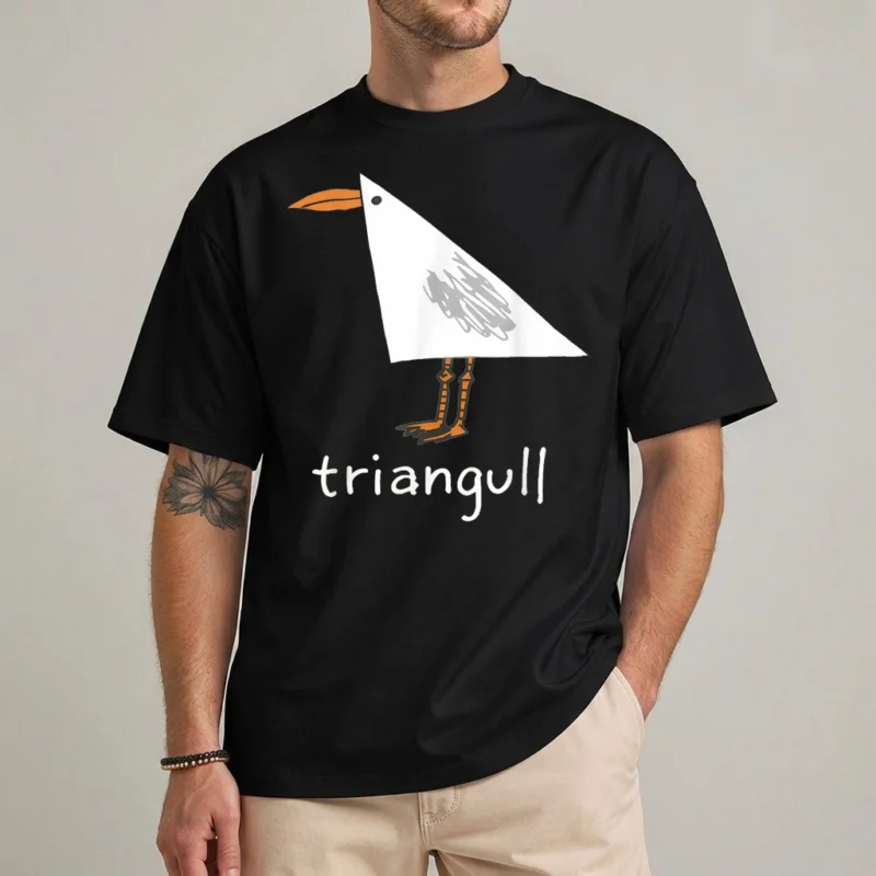 Triangull Seagull Pun Shirt – Funny Bird Tee 2 Triangull Seagull Pun shirt with minimalist triangle bird illustration