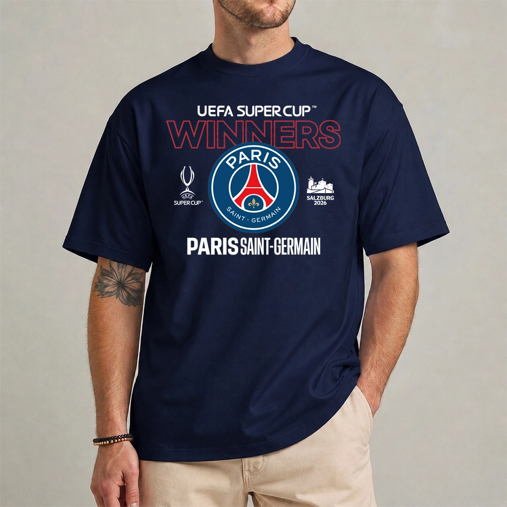 Paris Saint-Germain UEFA Super Cup Shirt | Fan Tee 1 Paris Saint-Germain UEFA Super Cup shirt front view fan tee