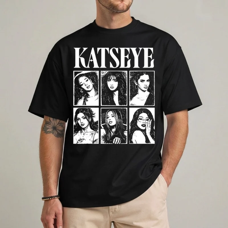 KATSEYE Photo Collage Shirt | Fan Tee 2 KATSEYE photo collage shirt front view fan tee