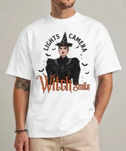 Lights Camera Witch Smile Halloween Witch T Shirt