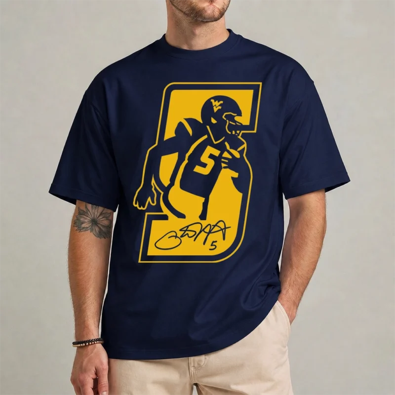 Pat White West Virginia Mountaineers Shirt - Fan Tee 2 Pat White West Virginia Mountaineers shirt front view fan tee