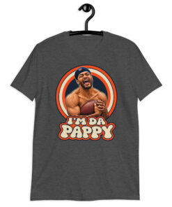 I'm Da Pappy Rome Odunze T-Shirt in dark heather grey, retro portrait with orange rings and groovy lettering