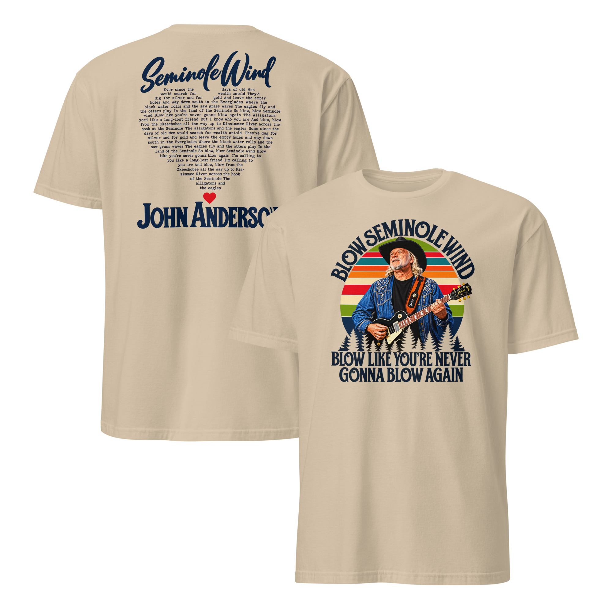 John Anderson Seminole Wind Memorial T-Shirt 3 Sand John Anderson Seminole Wind memorial graphic T-shirt product mockup
