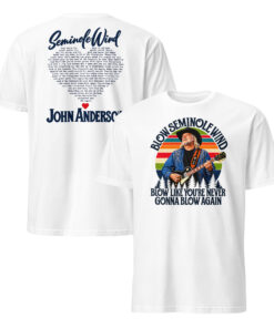 John Anderson Seminole Wind Memorial T-Shirt in white, front and back product mockup