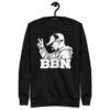 Black go for two football sweatshirt with a white silhouette of a coach in a cap and headset holding up two fingers