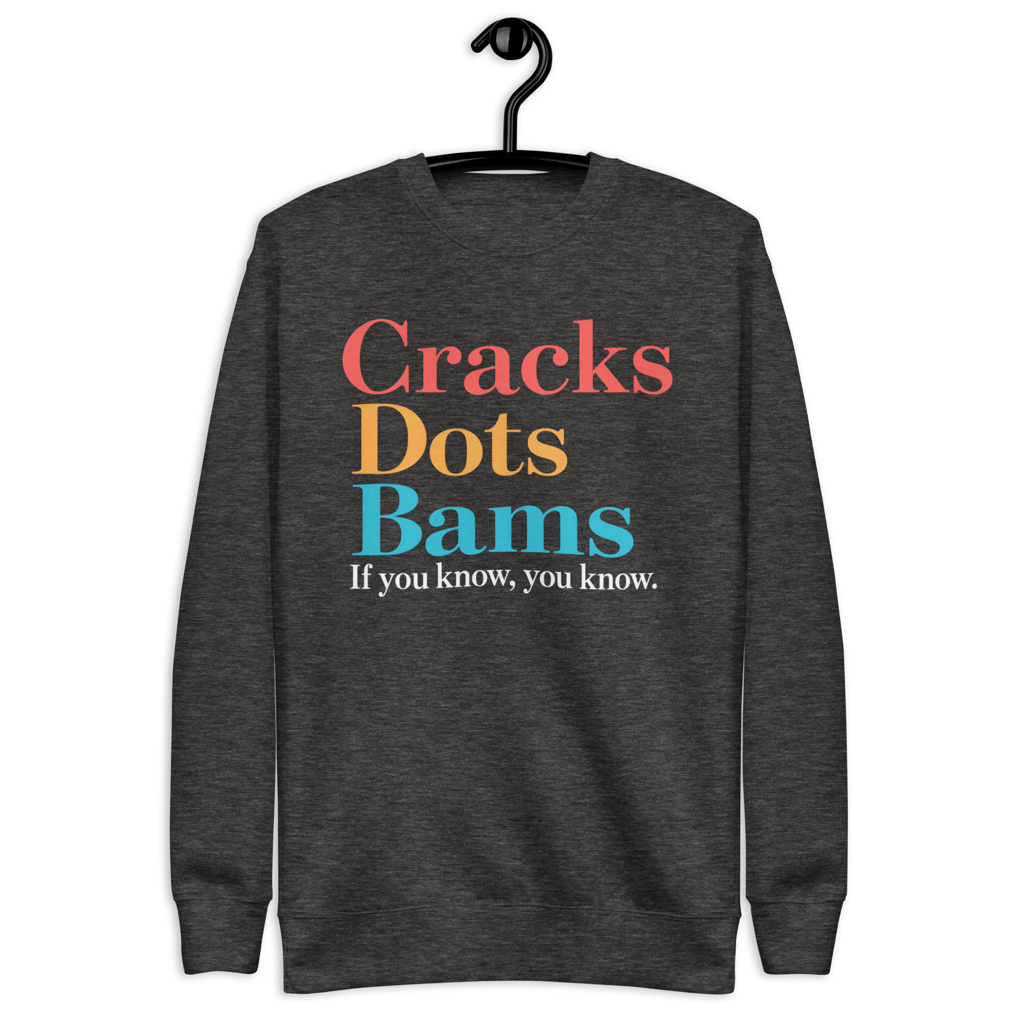Cracks Dots Bams Sweatshirt – Mahjong Player Crewneck 3 Charcoal Heather Cracks Dots Bams mahjong crewneck