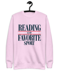 Lavender Reading Is My Favorite Sport varsity-style crewneck