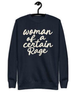 Navy Blazer Woman of a Certain Rage script crewneck