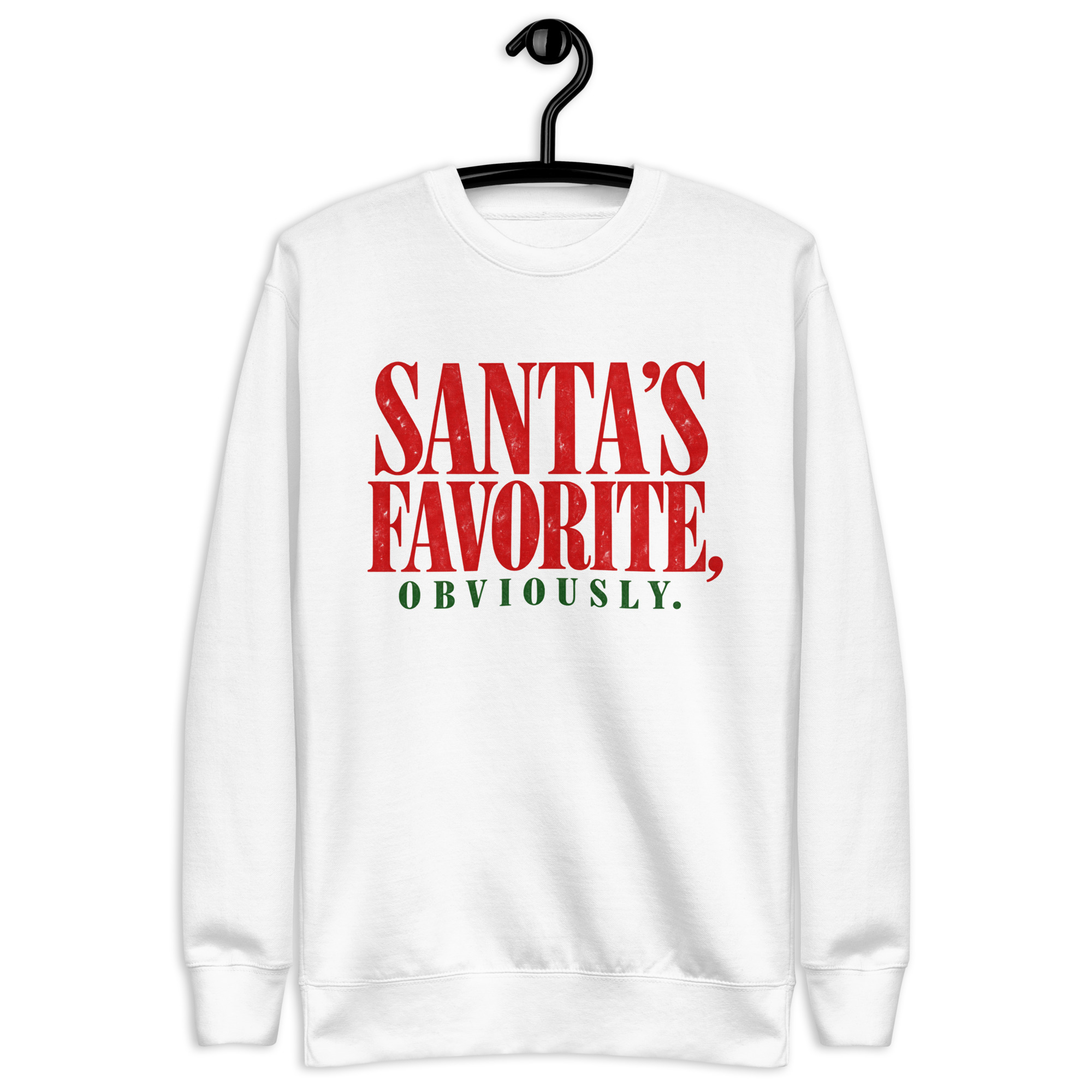Santa's Favorite Sweatshirt – Funny Christmas Crewneck 5 White Santa's Favorite Obviously Christmas crewneck
