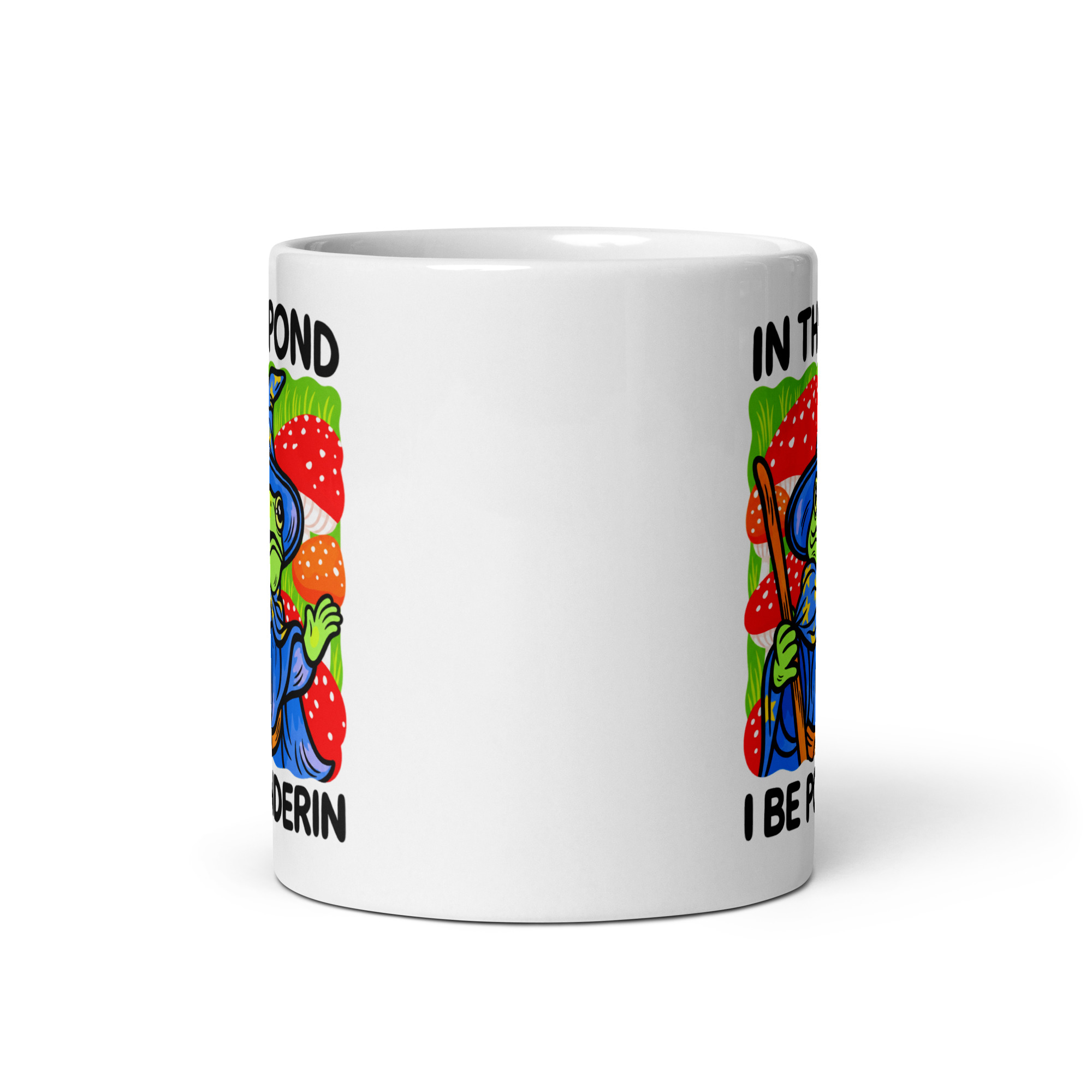 Wizard Frog Mug - In The Pond I Be Ponderin Coffee Cup 3 Wizard Frog Mug, 11 oz, front view