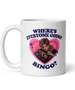 Where's Everyone Going Bingo Mug, 11 oz, handle on the left