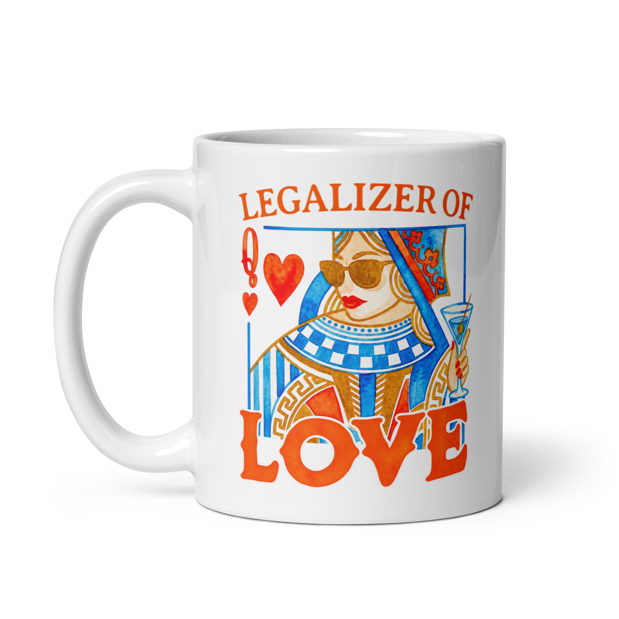 Wedding Officiant Mug - Legalizer of Love Queen of Hearts 2 Wedding Officiant Mug, 11 oz, handle on the left