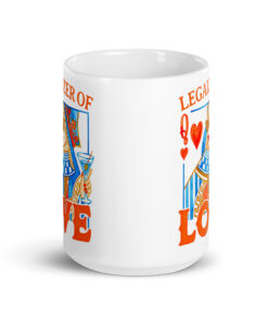 Wedding Officiant Mug - Legalizer of Love Queen of Hearts 14 Wedding Officiant Mug, 15 oz, front view
