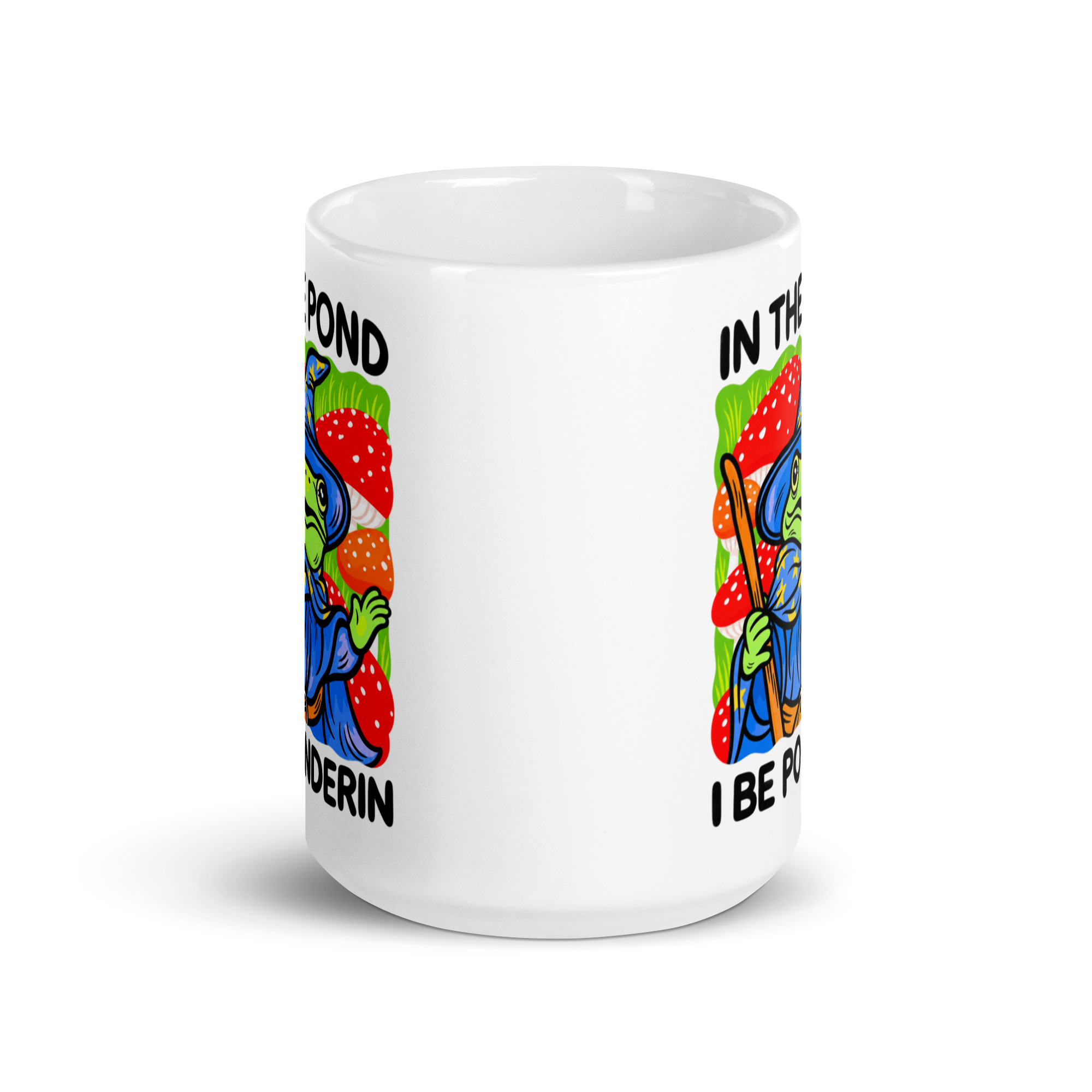 Wizard Frog Mug - In The Pond I Be Ponderin Coffee Cup 6 Wizard Frog Mug, 15 oz, front view
