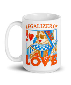 Wedding Officiant Mug - Legalizer of Love Queen of Hearts 13 Wedding Officiant Mug, 15 oz, handle on the left