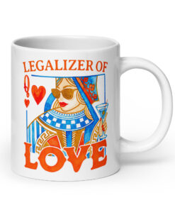 Wedding Officiant Mug - Legalizer of Love Queen of Hearts 15 Wedding Officiant Mug, 20 oz, handle on the right